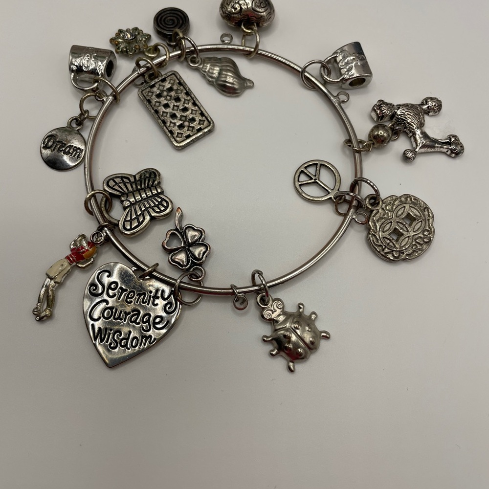 Serenity Loaded Charm Bangle • Turtle Mermaid Peace Clover • Gift Boxed - Picture 6 of 17